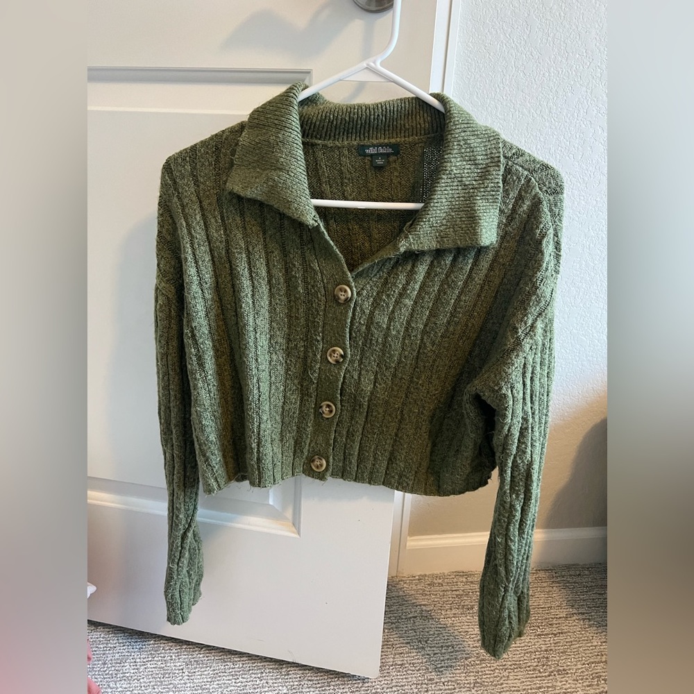 Wild Fable Target Cropped Button Up Sweater